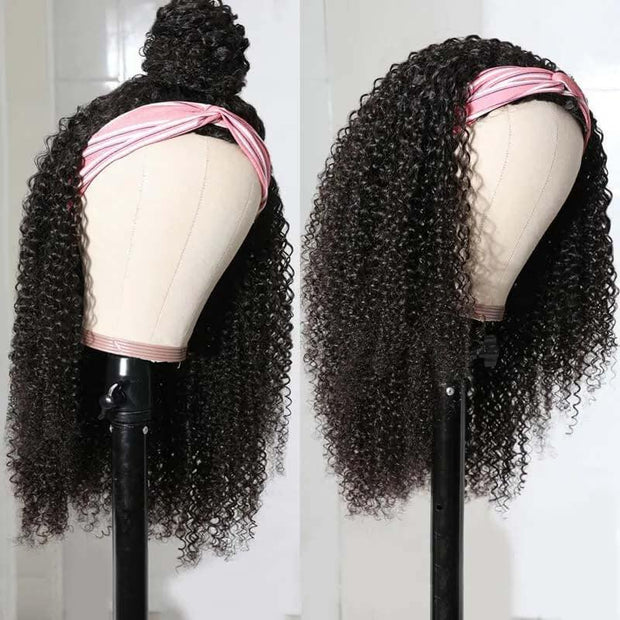 Top Virgin Kinky Curly Headband Wig 150 Density - Hershow