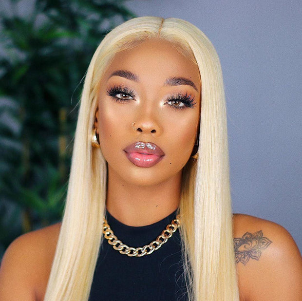 Top Virgin 613 Blonde 13x6 Straight Hair Lace Front Wig 180 Density with Baby Hair - Hershow