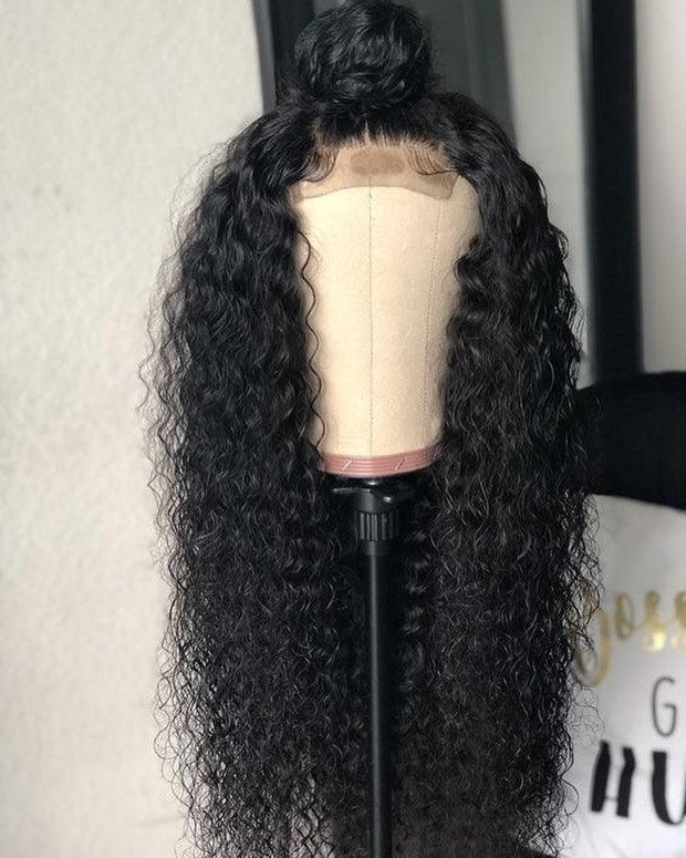 Top Virgin Italian Curly 13x4 Transparent Wig Human Hair Wig 180 Density - Hershow