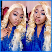 Top Virgin 613 Blonde 13x4 Body Wave Lace Front Transparent Wig 180 Density with Baby Hair - Hershow