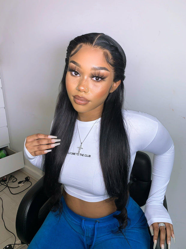 Top Virgin Straight Hair Full Lace Wig 150 Density with Baby Hair - Hershow