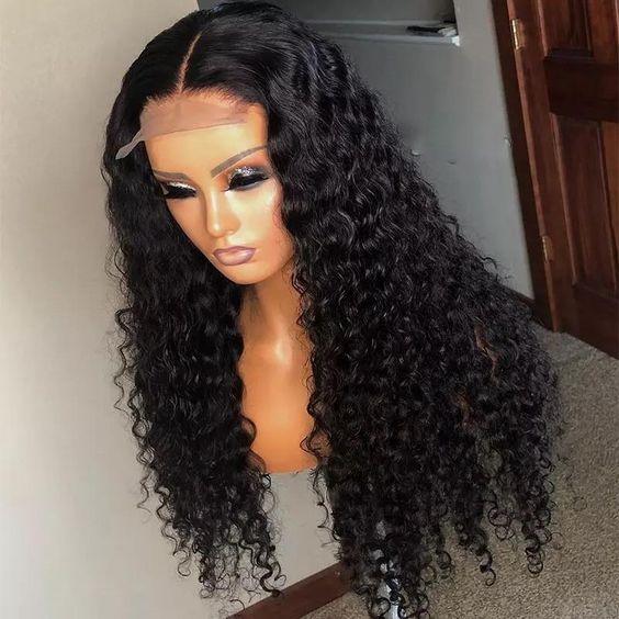 Top Virgin Italian Curly 4x4/5x5 Transparent Lace Closure Wig Human Hair Wig 150/180 Density - Hershow