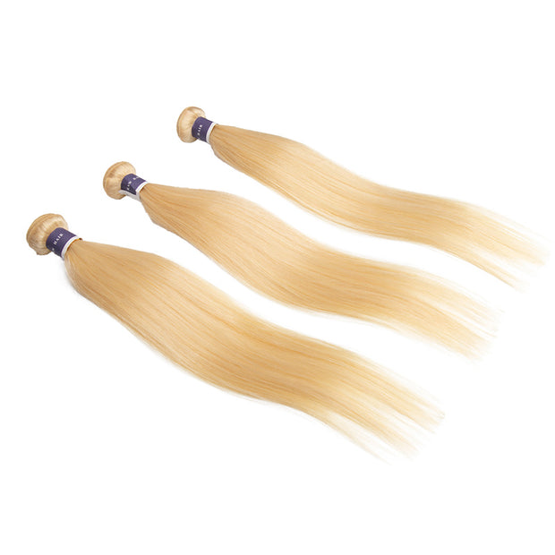 Tip-top Quality Raw Hair 613 Blonde Straight Hair Extensions 3 Bundles（never hair loss）