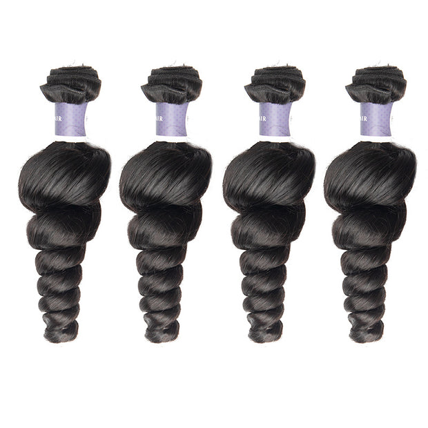 Tip-top quality Raw Loose Wave 4 Bundles with 4x4 Closure（never hair loss）