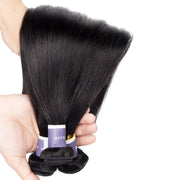 Tip-top quality Raw Straight Hair 4 Bundles with 5x5 Closure（never hair loss）