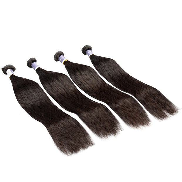 Tip-top quality Raw Straight Hair 4 Bundles with 4x4 Closure（never hair loss）