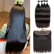 Top Raw Straight Hair 4 Bundles with 13x4 Frontal