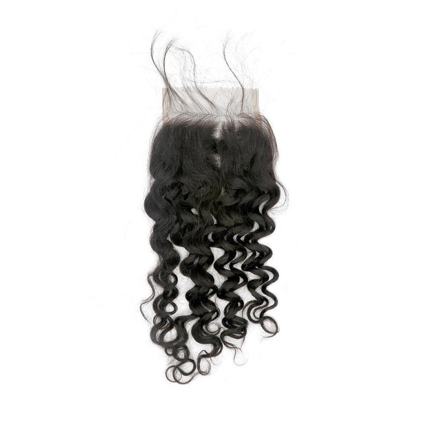 Nusface Brazilian Loose Curly 3 Bundles with 4x4 Lace Closure Best Unprocessed Hair