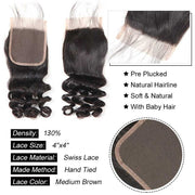 Tip-top quality Raw Loose Wave 3 Bundles with 4x4 Closure（never hair loss）