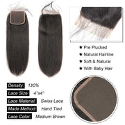 Tip-top quality Raw Straight Hair 3 Bundles with 4x4 Closure（never hair loss）